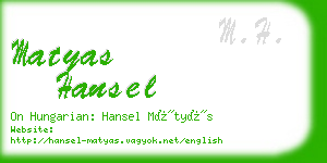 matyas hansel business card
